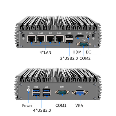 kaufen industrieller lüfterloser Mini-PC 4 LAN RJ45 Giga Quad Core J4125 Core i3 i5 i7 Lüfterloser industrieller Mini-PC-Computer online manufacture