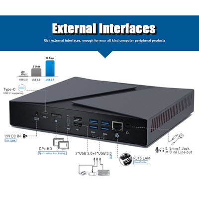 Gewinn 10 Pro-Inte1 I9 9880H industrieller Mini-anzeigen-Gigabit-LAN Mini-PC Computer SSD 256GB PC-8GB DDR4 Nvme M.2 Doppel